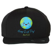 Happy Earth Day April 22 Cute Planet Wool Snapback Cap