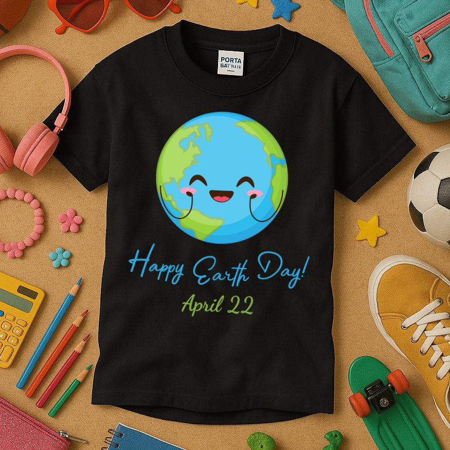 Happy Earth Day April 22 Cute Planet Kids T-Shirt