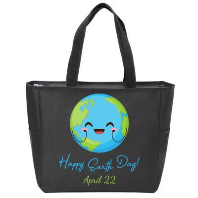 Happy Earth Day April 22 Cute Planet Zip Tote Bag