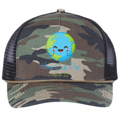 Happy Earth Day April 22 Cute Planet Retro Rope Trucker Hat Cap