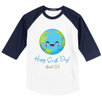 Happy Earth Day April 22 Cute Planet Baseball Sleeve Shirt