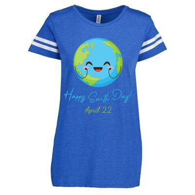 Happy Earth Day April 22 Cute Planet Enza Ladies Jersey Football T-Shirt