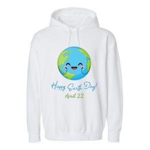 Happy Earth Day April 22 Cute Planet Garment-Dyed Fleece Hoodie