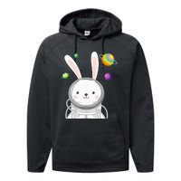 Happy Easter Day Bunny Egg astronaut Space Performance Fleece Hoodie