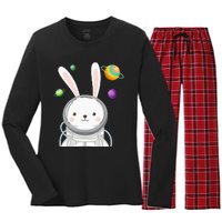 Happy Easter Day Bunny Egg astronaut Space Women's Long Sleeve Flannel Pajama Set 