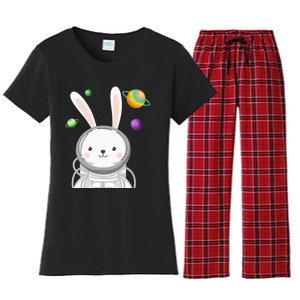 Happy Easter Day Bunny Egg astronaut Space Women's Flannel Pajama Set