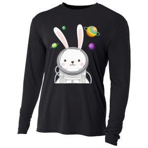 Happy Easter Day Bunny Egg astronaut Space Cooling Performance Long Sleeve Crew