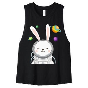 Happy Easter Day Bunny Egg astronaut Space Women's Racerback Cropped Tank