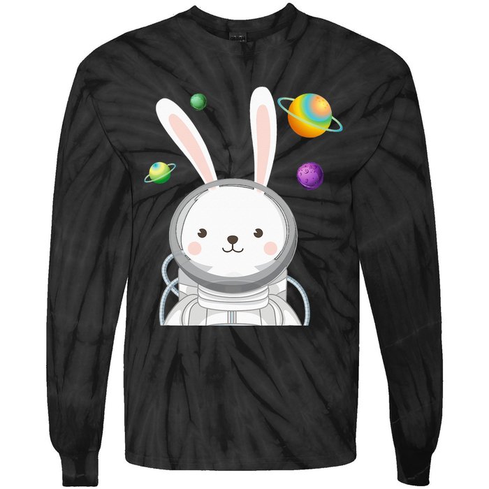 Happy Easter Day Bunny Egg astronaut Space Tie-Dye Long Sleeve Shirt