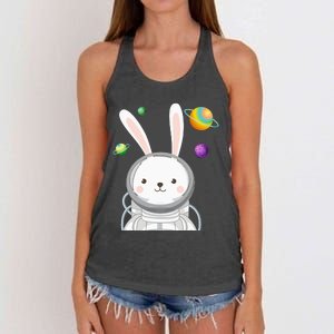 Happy Easter Day Bunny Egg astronaut Space Women's Knotted Racerback Tank