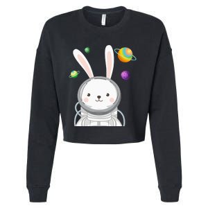 Happy Easter Day Bunny Egg astronaut Space Cropped Pullover Crew