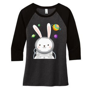 Happy Easter Day Bunny Egg astronaut Space Women's Tri-Blend 3/4-Sleeve Raglan Shirt