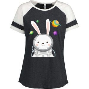 Happy Easter Day Bunny Egg astronaut Space Enza Ladies Jersey Colorblock Tee