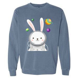 Happy Easter Day Bunny Egg astronaut Space Garment-Dyed Sweatshirt