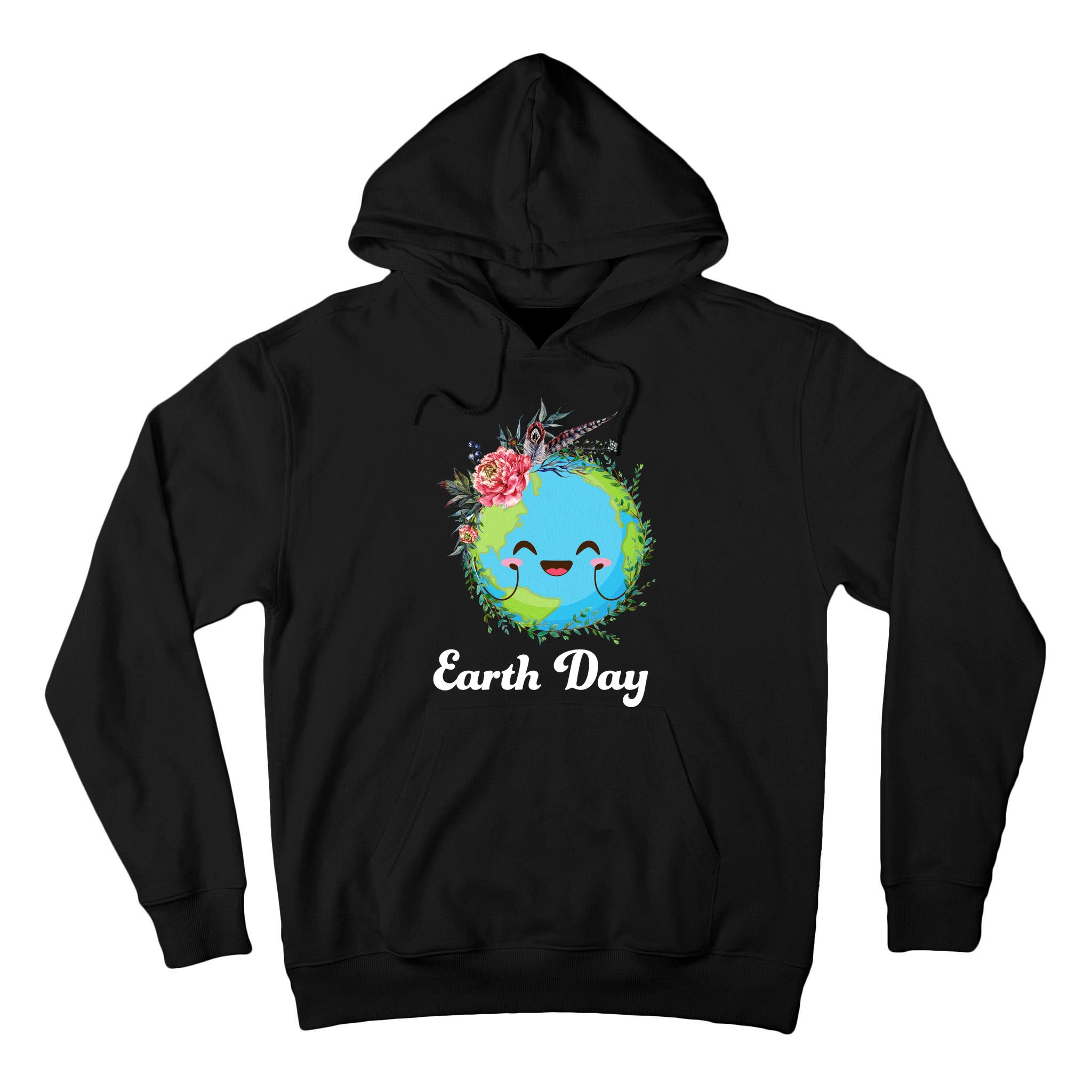 Happy Earth Day Cute Earth With Floral Wreath Tall Hoodie