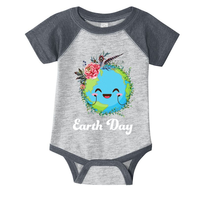Happy Earth Day Cute Earth With Floral Wreath Infant Baby Jersey Bodysuit
