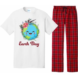 Happy Earth Day Cute Earth With Floral Wreath Pajama Set