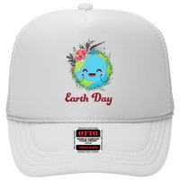 Happy Earth Day Cute Earth With Floral Wreath Trucker Hat