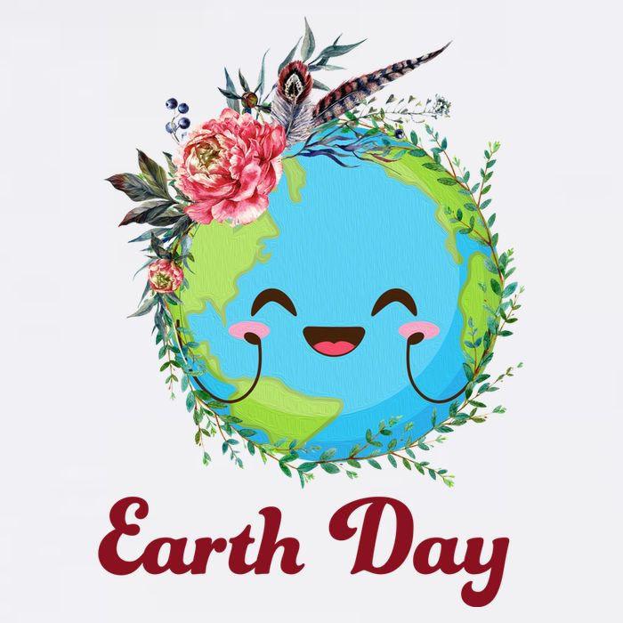 Happy Earth Day Cute Earth With Floral Wreath Tank Top