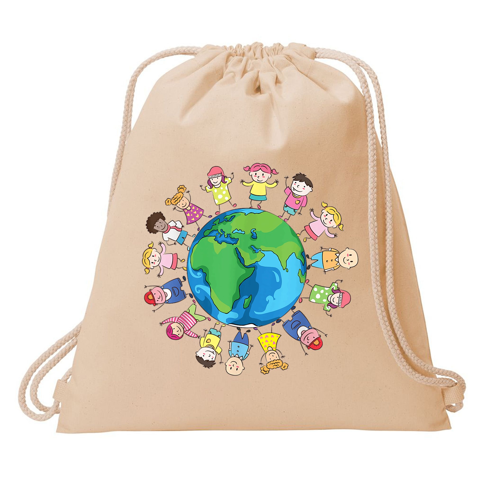 Happy Earth Day Children Around The World Drawstring Bag
