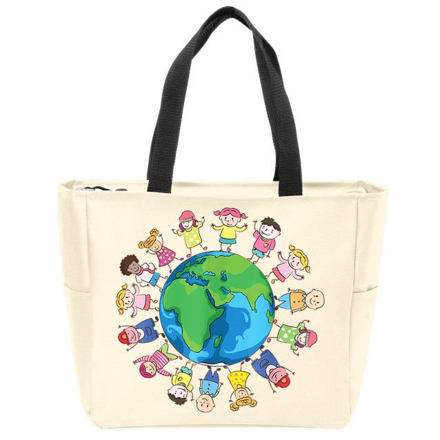 Happy Earth Day Children Around The World Zip Tote Bag