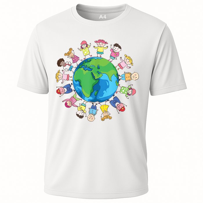 Happy Earth Day Children Around The World Cooling Performance Crew T-Shirt