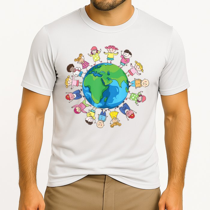 Happy Earth Day Children Around The World Cooling Performance Crew T-Shirt