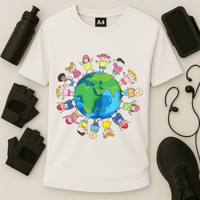 Happy Earth Day Children Around The World Cooling Performance Crew T-Shirt