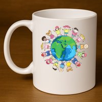 Happy Earth Day Children Around The World 11oz C Handle Ceramic Mug