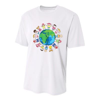 Happy Earth Day Children Around The World Youth Performance Sprint T-Shirt