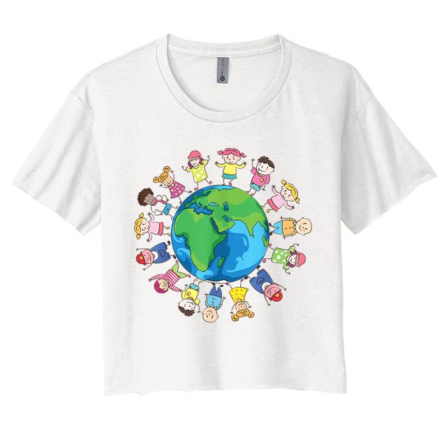Happy Earth Day Children Around The World Crop Top