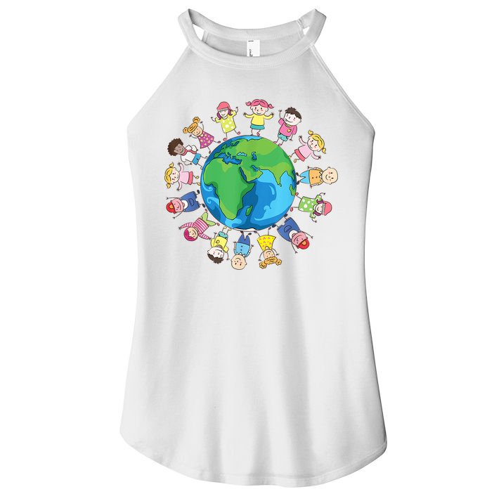 Happy Earth Day Children Around The World Women's Perfect Tri Rocker Tank