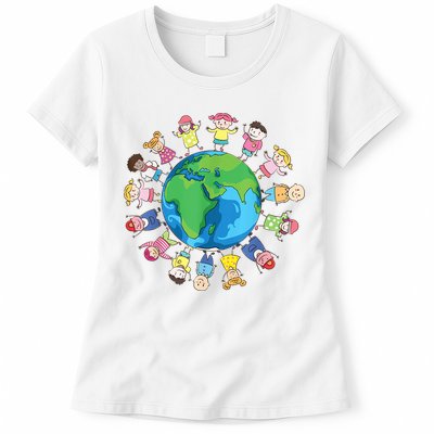 Happy Earth Day Children Around The World Womens T-Shirt
