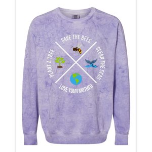 Happy Earth Day Plant Trees Clean Seas Save Bees Fun Science Colorblast Crewneck Sweatshirt