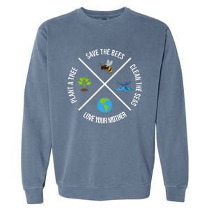 Happy Earth Day Plant Trees Clean Seas Save Bees Fun Science Garment-Dyed Sweatshirt