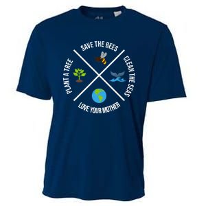 Happy Earth Day Plant Trees Clean Seas Save Bees Fun Science Cooling Performance Crew T-Shirt