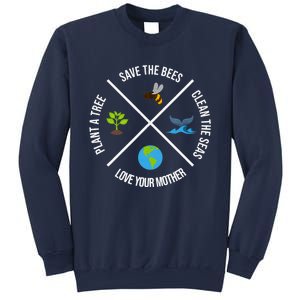 Happy Earth Day Plant Trees Clean Seas Save Bees Fun Science Sweatshirt