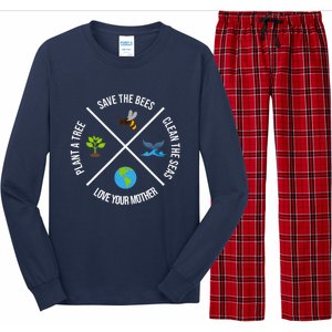 Happy Earth Day Plant Trees Clean Seas Save Bees Fun Science Long Sleeve Pajama Set