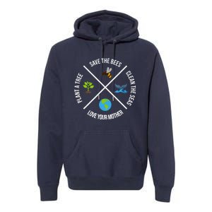 Happy Earth Day Plant Trees Clean Seas Save Bees Fun Science Premium Hoodie