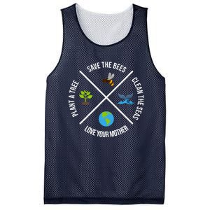 Happy Earth Day Plant Trees Clean Seas Save Bees Fun Science Mesh Reversible Basketball Jersey Tank