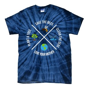 Happy Earth Day Plant Trees Clean Seas Save Bees Fun Science Tie-Dye T-Shirt