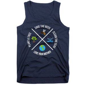 Happy Earth Day Plant Trees Clean Seas Save Bees Fun Science Tank Top