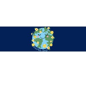 Happy Earth Day Cute Earth With Floral Earth Day 2024 Bumper Sticker