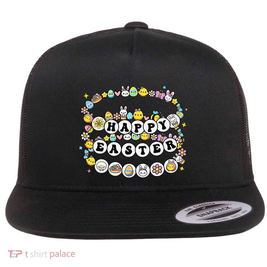 Happy Easter Day Friendship Bracelet Retro Girl Woman Flat Bill Trucker Hat