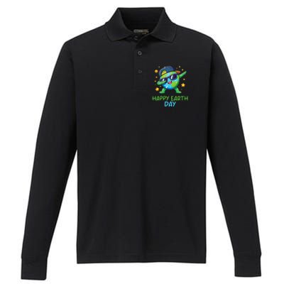 Happy Earth Day 2024 Funny Earth Day Dab Performance Long Sleeve Polo