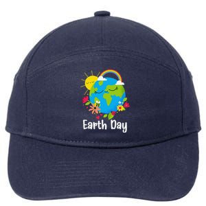 Happy Earth Day 2024 Rainbow Earth Lover Teachers 7-Panel Snapback Hat