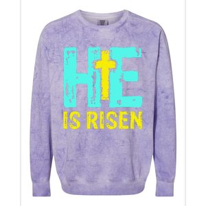 Happy Easter Day He Is Risen Christian Easter Colorblast Crewneck Sweatshirt