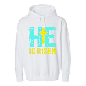 Happy Easter Day He Is Risen Christian Easter Garment-Dyed Fleece Hoodie