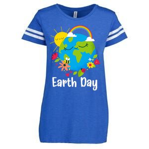 Happy Earth Day 2024 Rainbow Earth Lover Teachers Enza Ladies Jersey Football T-Shirt