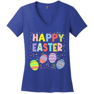 Happy Easter Day Bunny Egg Hunting Spring Christian Holiday Gift Women's V-Neck T-Shirt